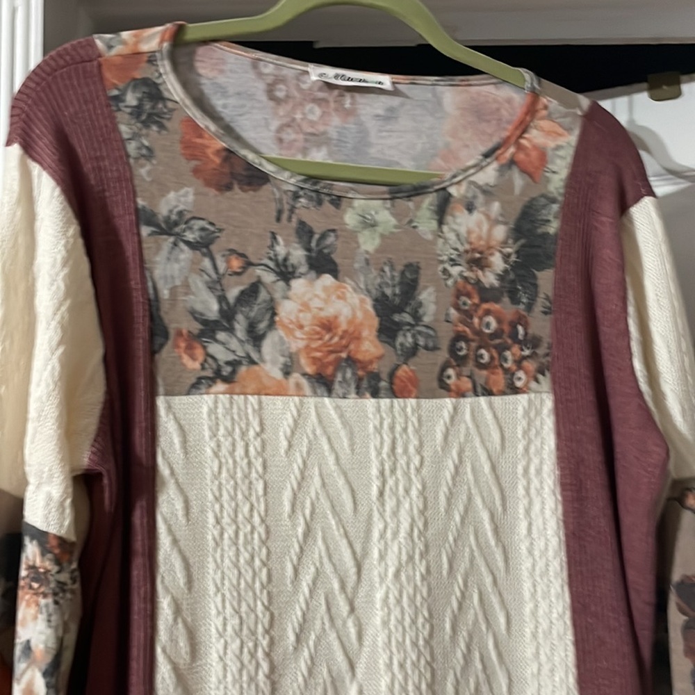 New Macaron lantern sleeve colorblock with floral print size 14/16 πΈ BC BAG 08 - Picture 2 of 4